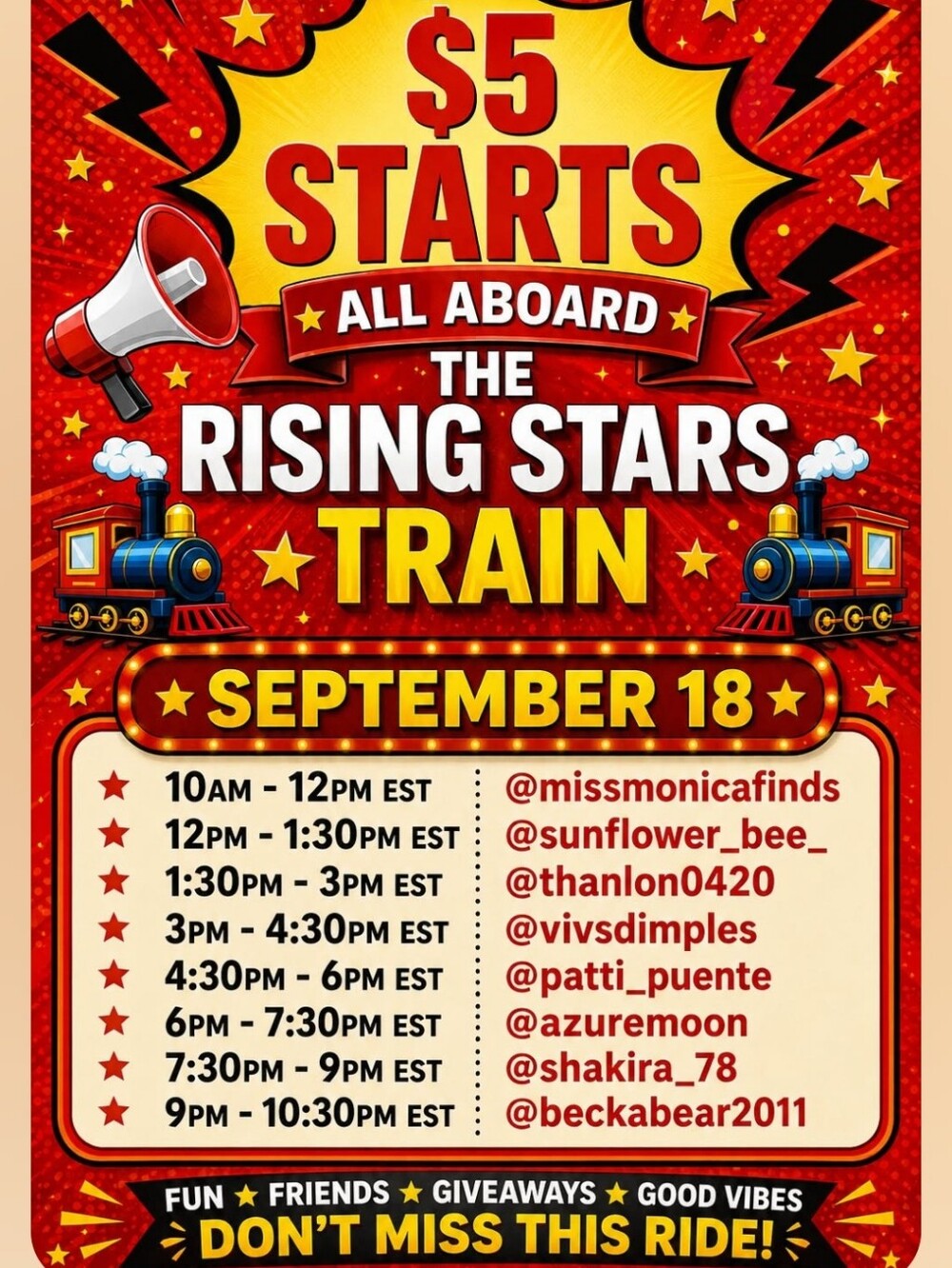 Catch Me and all these other amazing ladies on The ⭐️⭐️ RiSiNG STARS ⭐️⭐️ TRAIN - Picture 1 of 1